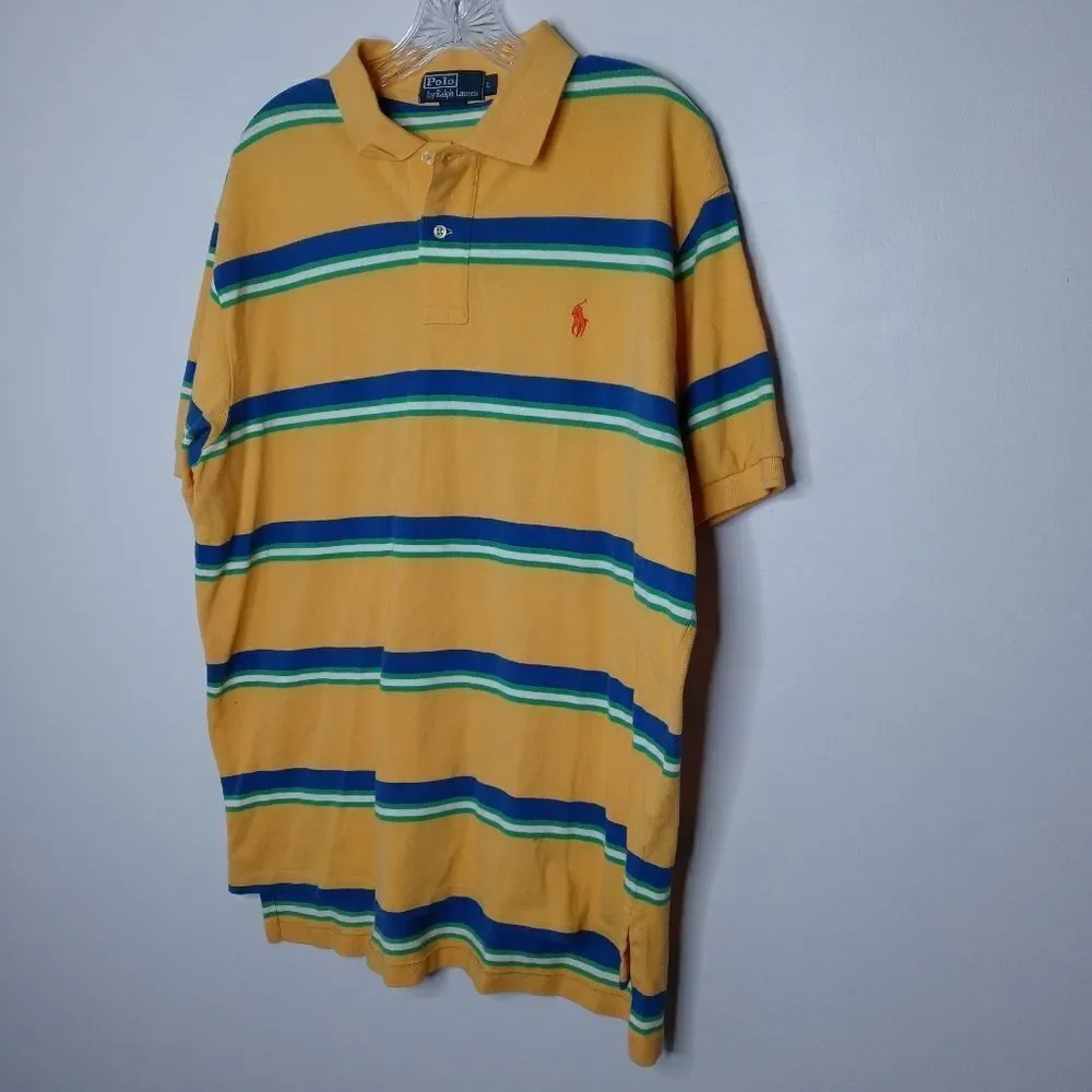 Polo Ralph Lauren yellow striped polo shirt size large